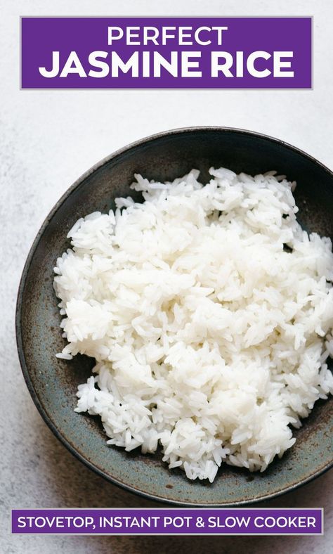 Jasmine Rice Stovetop, Cook Jasmine Rice, Perfect Jasmine Rice, Rice In Crockpot, Culinary Basics, Jasmine Rice Recipes, White Rice Recipes, Rice On The Stove, Cooking Jasmine Rice