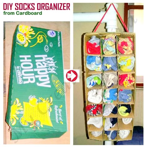 DIY Socks Organizer from Cardboard  #DIY #Craft #Handmade #Art #Cardboard #Carton #Organizer #Socks #Recycle #Upcycle #Ideas #Easy #Carton #Ideas #Hanging #Declutter #Cheap Carton Organizer, Sock Drawer Organizer, Sock Organizer, Socks Organizer, Sock Drawer Organization, Cardboard Diy, Sock Organization, Organizer Ideas, Upcycle Ideas