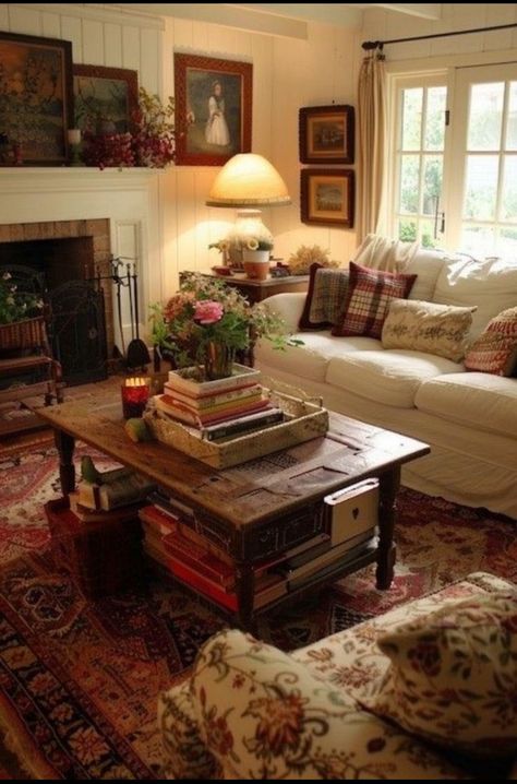 Antique Cottage Living Room, French Country Cottage Decorating Ideas, Cottage Homes Interior Living Rooms, English Cottage Style Living Room, English Cottage Style Interior, English Style Living Room, Tudor Interior, Sunrise House, English Cottage Living Room