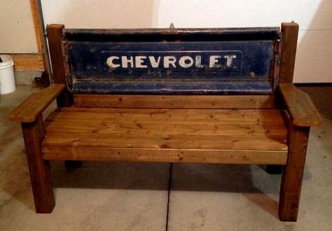 Spare Tailgate? How To Make a Tailgate Bench How To Make A Tailgate Bench, Tail Gate Bench, Tailgate Bench Diy Plans, Tailgate Bench Plans, Tailgate Bench Diy, Truck Tailgate Ideas, Ford Bench, Diy Tailgate Bench, Truck Bed Ideas