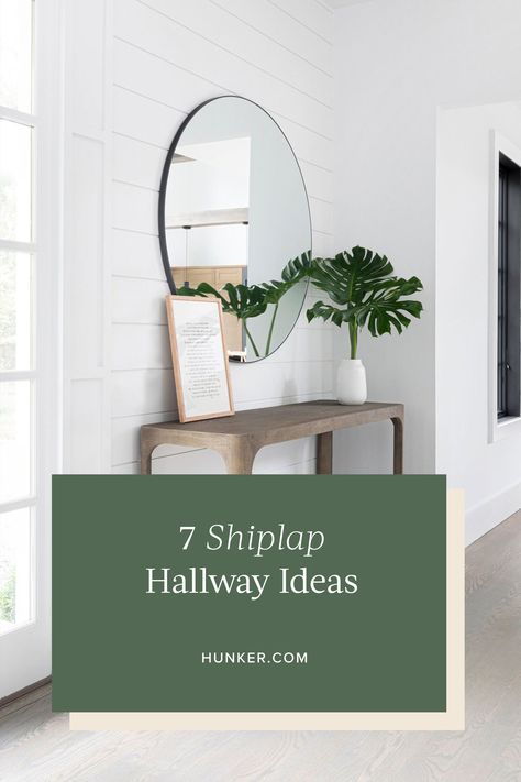 Shiplap Wall Decor Ideas Hallway, Shiplap Wall Entryway Foyers, Shiplap In Foyer Entryway, Shiplap Front Entry, Entryway Ideas Shiplap, Entryway With Shiplap, Shiplap In Hallway, Hallway Shiplap Wall, Shiplap Entryway Ideas