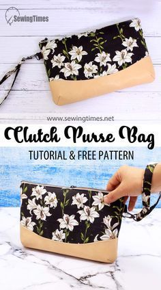 Sew Clutch Purse Diy, Pouch Purse Patterns, Sewing A Clutch Purse, Wristlet Wallet Pattern Free, Quilted Clutch Purse, Leather Zipper Pouch Pattern, Clutch Pattern Sewing, Cross Body Wallet Purse, Make A Purse Diy