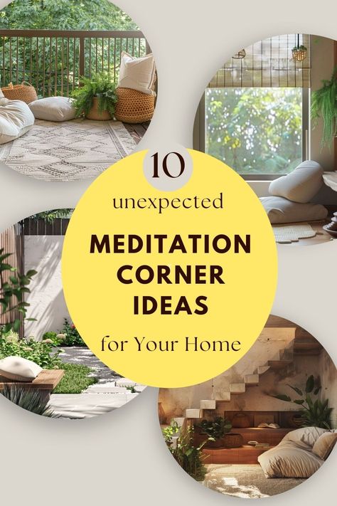 Are you on the hunt for a cozy spot to unwind and meditate, but can't seem to find the right fit? Take a stroll through these unexpected meditation corner ideas and discover the hidden treasures awaiting your peaceful retreat. Zen Reading Corner, Meditation Decor Ideas, Zen Office Space Meditation Rooms, Zen Corner Ideas Living Room, Boho Yoga Room Meditation Space, Corner Alter Ideas, Luxury Meditation Room, Personal Yoga Room, Yoga Corner At Home Ideas