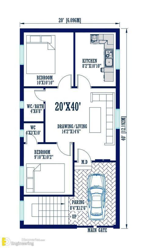 25x40 House Plans 2bhk West Facing, House Plan 20'x40', 20by50 House Plan, 20×40 House Design, 20×20 House Plan, 1000 Sf House Plans, 20×25 House Plan, 20 40 House Plans 2bhk, 40x20 House Plans