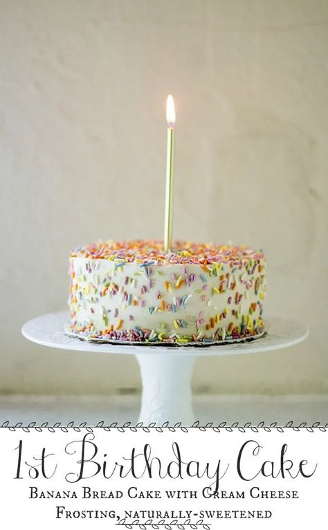 Baby 1st Birthday Cake, Healthy Smash Cake, Healthy Birthday Cakes, Smash Cake Recipes, Natural Sprinkles, Delicious Banana Bread, Banana Bread Cake, Baby Cake Smash, Rhubarb Cake