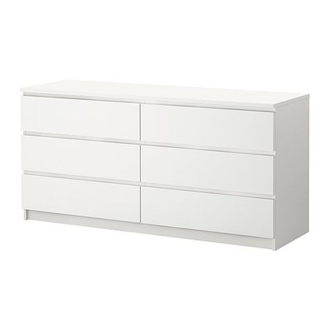 MALM 6-drawer dresser IKEA Extra roomy drawers. Smooth running drawers with pull-out stop. Ikea Malm 6 Drawer Dresser, Ivar Regal, High Bed Frame, Malm Drawers, Dresser Plans, Kids Dresser, Design Ložnic, Malm Dresser, Hack Ikea