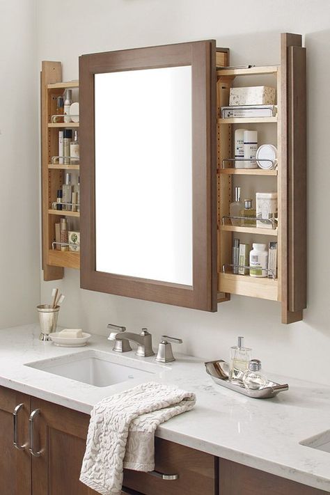 45 Bathroom Cabinet Ideas 2019 (That Overflow With Style) 29 Design Interior Baie, Makeover Kamar Mandi, Koti Diy, Bilik Air, Bathroom Vanity Designs, Decor Baie, Vanity Design, Bathroom Mirror Cabinet, Mirror Cabinets