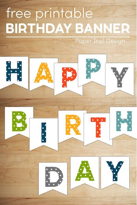 Easy DIY Happy birthday banner to print and hang for a birthday party. The perfect happy birthday sign. #papertraildesign #birthdaypartyideas #birthdaybash #covidbirthday Train Birthday Banner Free Printable, Homemade Birthday Banner Diy, Printable Birthday Banner Template, Happy Birthday Banners Diy, Diy Birthday Banner Ideas, Printable Happy Birthday Banner Letters, Cricut Birthday Decorations, Birthday Banner Cricut, Happy Birthday Sign Printable