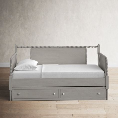 Bridgman Turned Leg Daybed with Trundle - Twin & Reviews | Birch Lane Daybed Trundle, Guest Beds, Twin Daybed With Trundle, Twin Daybed, Twin Mattress Size, Daybed With Trundle, Turned Leg, Bed Slats, Trundle Bed