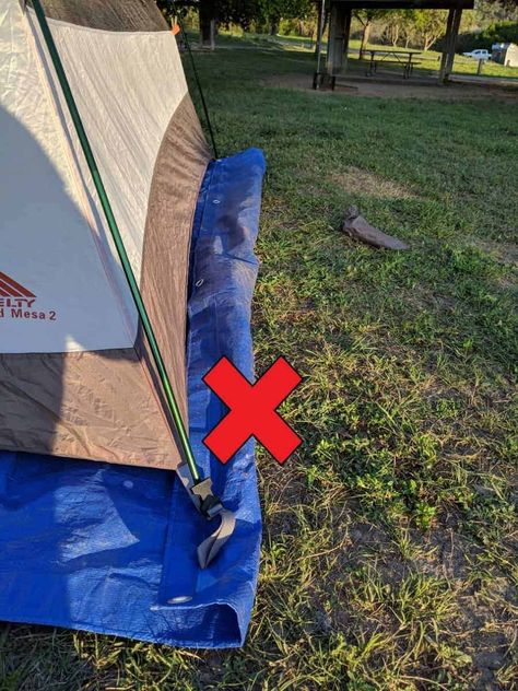 Do I Need to Put a Tarp Under My Tent? – Decide Outside – Making Adventure Happen Nature, Canopy Over Tent Camping, Diy Camping Tent How To Make, Waterproof Tent Camping, Camping Tent Set Up Ideas, Tent Camping In The Rain, Rain Camping Hacks, Tent Setup Ideas Camping, Camping Tent Hacks