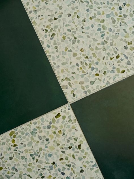 Terrazzo Checkerboard Floor, Terrazzo Bathroom Floor, Green Terrazzo Floor, House Moodboard, Concrete Collaborative, Green Terrazzo, Mudroom Flooring, Concrete Terrazzo, Living Room And Kitchen Design