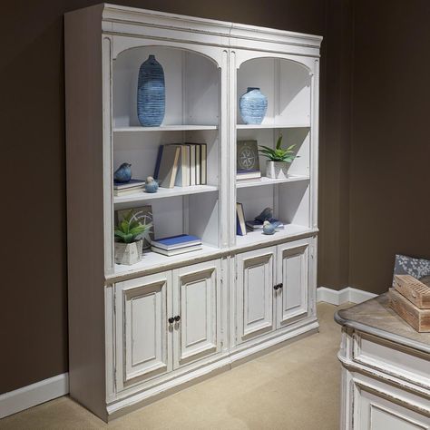 Magnolia Manor Office Bookcase by Liberty Furniture French Bookcase, Cheap Bedroom Furniture, Bookcase Wood, Furniture Sofa Set, White Bookcase, Inexpensive Furniture, Furniture Market, Creative Furniture, Liberty Furniture