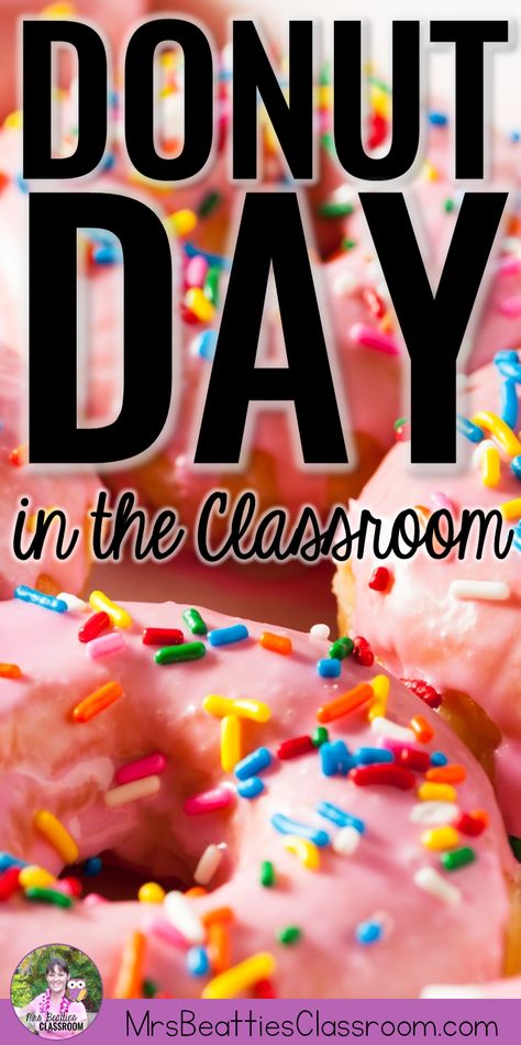 Celebrate Donut Day in the classroom this June 2nd! This round-up post of fun Donut Day activities, crafts, books and donut treats is all you need. Healthier donut-themed treats and seasonal ideas are also included! Donut Day Classroom, Classroom Donut Party, Donut School Party, Donut Class Party, Donut Shop Classroom Transformation, Donut Theme Preschool Activities, Donut Shop Room Transformation, Classroom Fun Friday Ideas, National Donut Day Activities