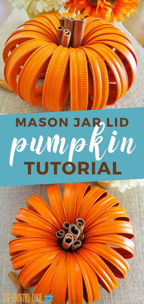 Mason Jar Lids Crafts, Jar Lid Crafts, Mason Jar Pumpkin, Fall Mason Jars, Mason Jar Lid, Paint Crafts, Fall Decor Diy Crafts, Mason Jar Projects, Wine Bottle Diy Crafts