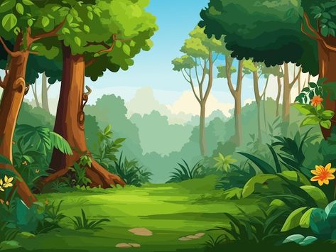 Jungle Tree Illustration, Jungle Vector Illustration, Jungle Background Landscape, Forest Animation Background, Disney Forest Background, Animated Forest Background, Jungle Illustration Background, Safari Background Jungle Theme, Cartoon Background Forest