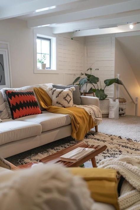 5 Tips for Making a 6ft Ceiling Basement Feel Bigger Low Ceiling Den Ideas, Dividing Basement Space, Low Ceiling Ideas Basement, Spray Ceiling Basement, Basement Bathroom Low Ceiling, Cozy Basement Lighting, Modern Cottage Basement, Open Ceiling Basement Ideas, Small Basement Ceiling Ideas