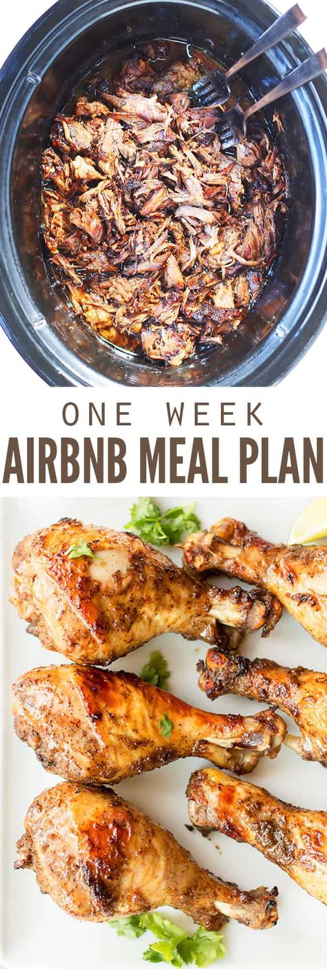 Meals To Make At Airbnb, Easy Food To Make On Vacation, Easy Meals At Airbnb, Easy Dinners For Vacation, Easy Vacation Dinners Families, Dinners To Make On Vacation, Easy Vrbo Meals, Easy Meals To Make In Airbnb, Easy Airbnb Dinners