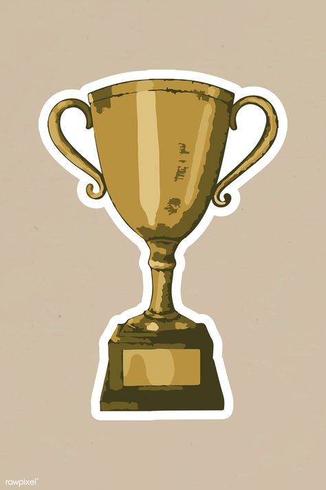 Vectorized gold trophy sticker with a white border | free image by rawpixel.com / Aew Gold Trophy Aesthetic, Trophy Aesthetic, Award Drawing, Gym Drawing, Trophy Art, Red Texture Background, Award Trophy, Ramadan Background, Scrapbook Printing