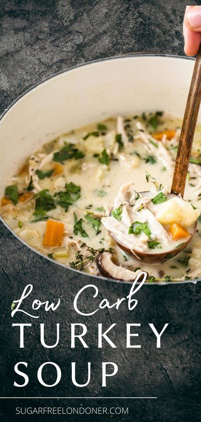 Keto Friendly Turkey Recipes, Turkey Keto Soup, Low Carb Turkey Soup Recipes, Keto Fall Soups, Keto Turkey Soup Recipes, Low Carb Turkey Soup, Keto Turkey Soup, Cream Of Turkey Soup, Turkey Soup Crockpot