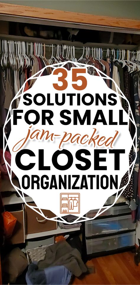 Maximize your storage space with these organization ideas for small closets - closet space hacks to organize small closets - small closet clothing organizing and DIY small closet organization Organizing Ideas Small Bedroom, Small Home Closet Ideas, Small Closet Clothing Organization, Small Clothing Closet Organization Ideas, Clothes Organization For Small Closet, Tiny Home Storage Ideas Closet, Pretty Closet Organization, Floating Shelves For Clothes, Space Saving Closet Hacks