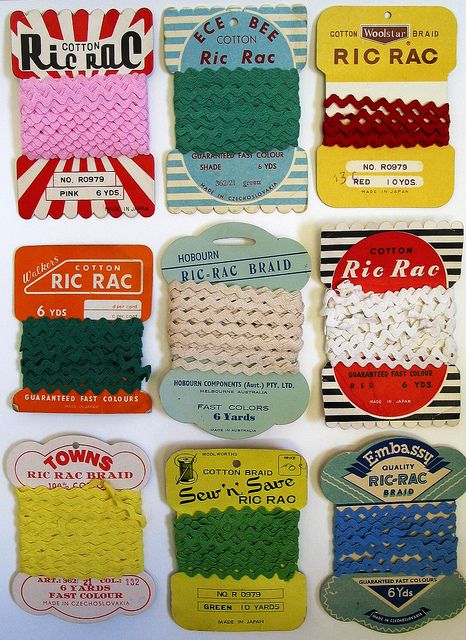 I remember my seemed to have lots of ric-rac!  She sewed all our Easter outfits, including the most amazing coats!! Vintage Sewing Notions, Vintage Packaging, Rick Rack, Ric Rac, Sewing Items, Sewing Notions, Vintage Love, Sewing Room, Vintage Sewing