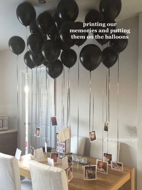 Man Bday Decoration Ideas, 30th Birthday Hotel Room Decor Men, Birthday Balloons Simple, Decoration For Man Birthday, Men Birthday Ideas Husband, Party Decor Men Birthday, Black Decorations Party Birthday, Simple Black Birthday Decor, 18th Home Birthday Party Ideas