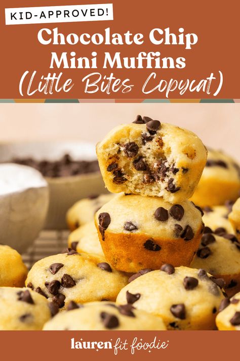 These super moist Chocolate Chip Mini Muffins taste just as good as store-bought but made with better ingredients. They're absolutely delicious and a must-make if you have fans of Little Bites in your house! Moist Chocolate Chip Muffins, Chocolate Chip Mini Muffins, Mini Muffin Tin Recipes, Mini Muffin Recipe, Mini Chocolate Chip Muffins, Chocolate Chip Muffin Recipe, Chocolate Muffin Recipe, Muffin Tin Recipes, Homemade Muffins