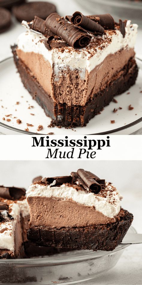 I grew up eating mud pie and have been making this dessert for as long as I can remember. Over the years, I've perfected my recipe using all of my baking experience, into the absolute best version of Mississippi mud pie! Missippi Mud Pie Recipe, Mississippi Mud Dessert, Mississippi Mud Pie Easy, S’mores Pie Recipe Dessert, Midwestern Desserts, Missippi Mud Pie, S’mores Pie, Mississippi Pie, Oreo Mud Pie