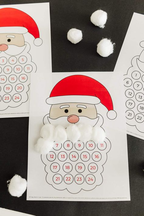 Santa Beard Christmas Countdown Printable Countdown Christmas, Christmas Countdown Preschool, Santa Ideas, Santa Advent Calendar Craft, Christmas Countdown Craft, Classroom Christmas Countdown, Santa Claus Countdown Craft, Santa Beard Christmas Countdown, Santa Beard Countdown