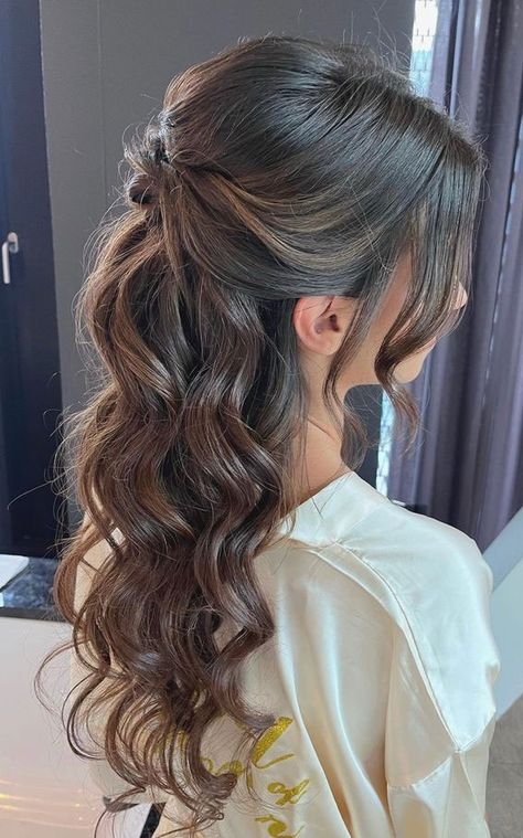 Bridesmaid Hair Inspo, Simple Prom Hair, Quince Hairstyles, Long Hair Wedding Styles, Prom Hairstyles For Long Hair, Formal Hairstyles, Homecoming Hairstyles, Bride Hairstyles, Down Hairstyles