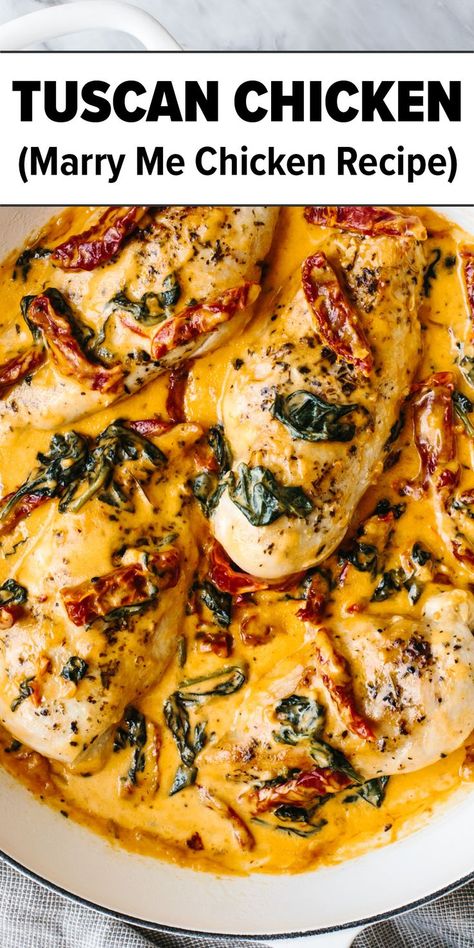 Tuscan Chicken Recipe Tuscan Butter Chicken, Tuscan Chicken Marinade, Tuscan Chicken In Oven, Chicken Toscana Recipe, Chicken Tuscan Recipes, Tuscan Stuffed Chicken Breast, Tuscan Marry Me Chicken, Chicken In A Skillet Recipes, Tucson Chicken Recipe