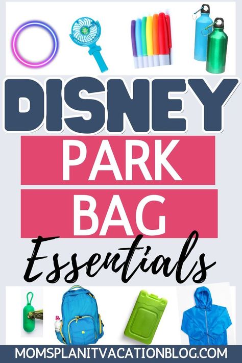 pictures of items with text overlay Disney Park Bag Essentials List For Disney World Packing, Disney Emergency Kit, Ultimate Disney Packing List, Food To Pack For Disney World, Disney Park Bag Essentials 2023, Disney Lunch Packing, Disney World Packing List 2023, Best Bags For Disney World, Theme Park Bag Essentials