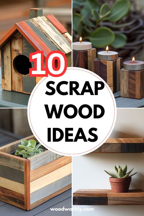 Got leftover wood? Discover creative scrap wood ideas and projects to repurpose and transform scraps into beautiful DIY pieces. Click for inspiration! #ScrapWood #DIYProjects #Woodworking #Upcycling #WoodCrafts Wood Project Ideas Creative, Crafts Out Of Scrap Wood, Diy Shelf From Scrap Wood, Barnwood Diy Projects, Wood Baskets Ideas, Wooden Scraps Ideas, Homemade Wood Decor, Wooden Presents Diy, 2x10 Scrap Wood Projects