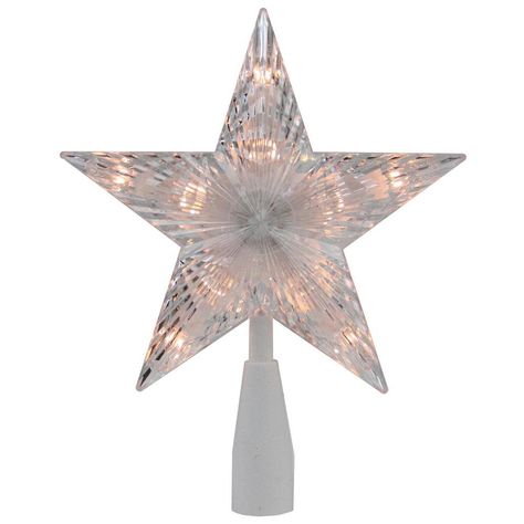 Northlight 7 in. Traditional 5-Point Star Christmas Tree Topper - Clear Lights Star Christmas Tree Topper, Christmas Tree Toppers Lighted, Star Christmas Lights, Star Christmas Tree, Star Tree, Starburst Design, Silver Christmas Tree, Star Tree Topper, Traditional Christmas Tree