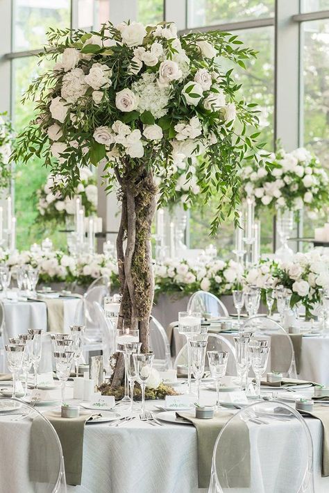 39 Gorgeous Tall Wedding Centerpieces | Wedding Forward Tree Centrepiece Wedding, Tree Wedding Centerpieces, Tall Wedding Centerpieces, Tree Centerpieces, Enchanted Wedding, Centerpieces Wedding, Tall Centerpieces, Wedding Event Design, Wedding Forward