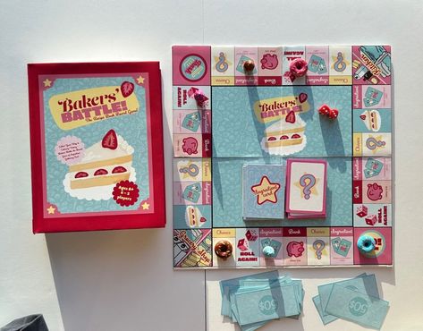 Board game design - Bakers’ Battle no Behance Design A Board Game Project, Board Game Box Art, Board Game Box Diy, Cute Board Game Design, Graphic Design Board Game, Creative Board Games, Board Game Inspiration, Cute Board Games, Board Game Design Inspiration