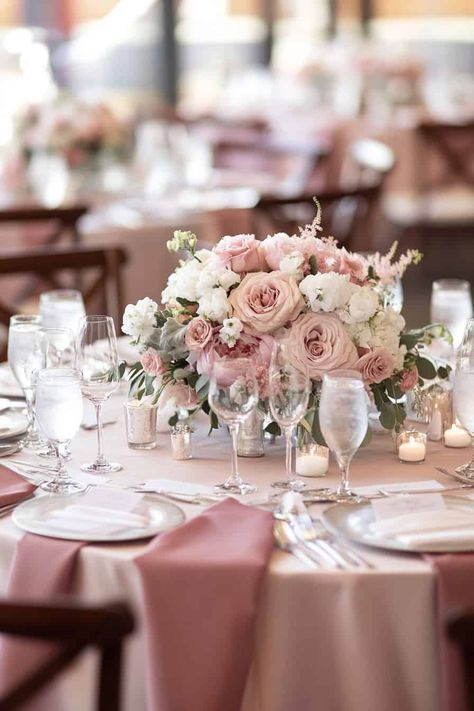 Pink Dreams: 16 Stylish Ideas For A Pink Wedding • Pale Blush Wedding Theme, Pink Wedding Accents, Blush Pink Wedding Table Decor, Soft Pink Wedding Theme, White And Pink Centerpieces, Pink And White Wedding Decorations, Silver And Pink Wedding, Blush And Burgundy Wedding, Pink Peony Wedding