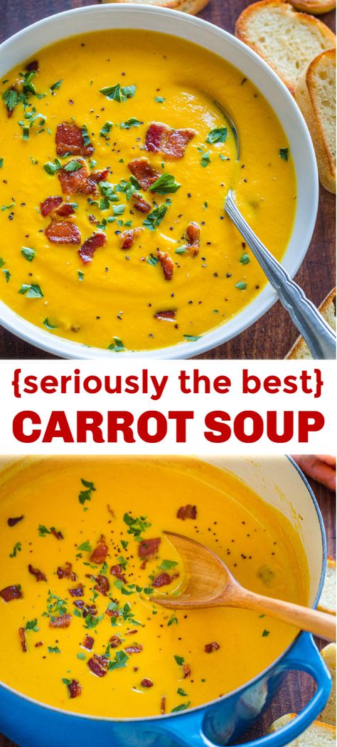 Carrot Chowder Soup, Carrot Thai Soup, Roasted Carrot Soup Coconut Milk, Carrot Soup Coconut Milk, Easy Carrot Soup Recipes, Creamy Roasted Carrot Soup, Creamy Soup Recipes Healthy, Easy Soup Healthy, Carrot And Potato Soup Recipes