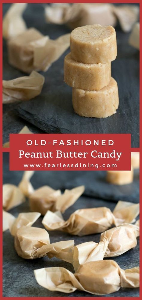 Penny Candy Vintage, Peanut Butter Morsels Recipes, Peanut Butter Gift Ideas, Old Fashion Peanut Butter Candy, Homemade Peanut Butter Desserts, Vinegar Candy Recipe, Homemade Peanut Butter Candy, Peanut Butter Kisses Candy Recipe, Chocolate Peanut Butter Candy Recipes