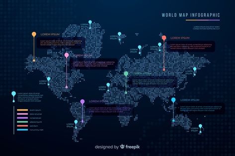 Colored political world map | Free Vector Flat World Map, World Map Infographic, Map Monde, Map Infographic, Brazil Map, Map Diagram, Infographic Business, World Refugee Day, Greece Map