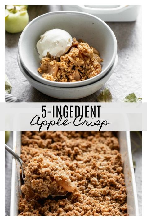 5-Ingredient Apple Crisp: All you need is five ingredients for the tastiest, easiest apple dessert. Plus, it's gluten free! Quick Apple Crisp, Crisp Recipes, Apple Crisp Cheesecake, Healthy Apple Crisp, Gluten Free Apple Crisp, Easy Apple Crisp Recipe, Apple Desserts Easy, Apple Crisp Easy, Apple Dessert