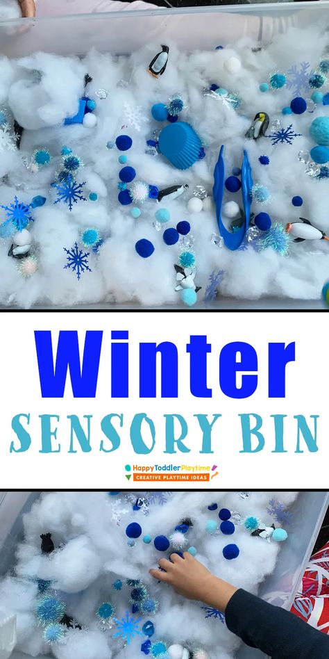 Easy Winter Sensory Bin for Kids: Two Ideas - HAPPY TODDLER PLAYTIME Holidays Activities, Winter Sensory Bin, Sensory Bin Ideas, Winter Sensory, Sensory Activities For Preschoolers, Toddler Sensory Bins, Winter Activities Preschool, Sensory Activities Toddlers, Winter Activities For Kids