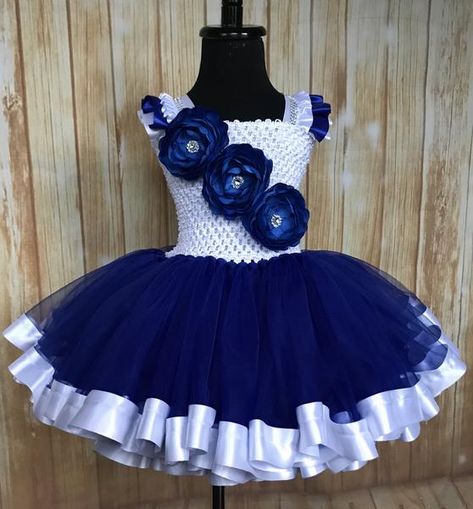 White and Royal Ribbon Trim Tutu, Blue Tutu Dress Ladybug Tutu, Ribbon Trim Tutu, Blue Tutu, 1st Birthday Tutu, Handmade Tutu, Empire Waist Dress, Birthday Party Dress, Tutu Skirt, White Ribbon