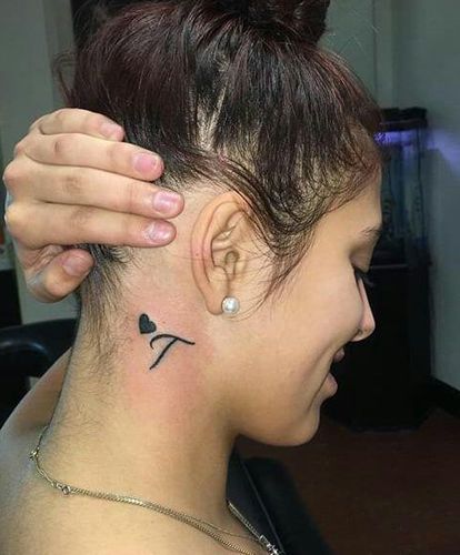 T Name Tattoo Designs, T Letter Tattoo Designs For Women, Neck Tattoo Initials, T Initial Tattoo Letters, Letter A Tattoo Ideas For Women, Initial T Tattoo, Letter T Tattoos Initials, Tattoo Initials Letters Ideas, T Letter Tattoo