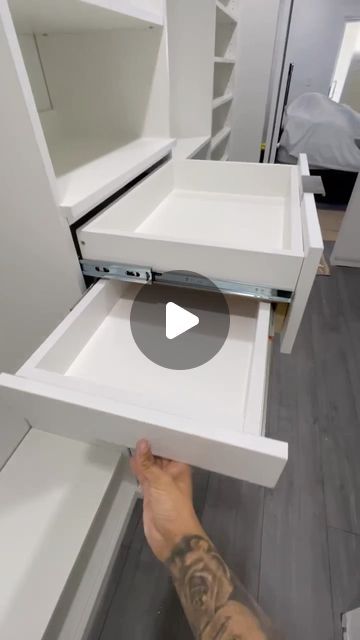 Luis on Instagram: "Hidden drawer👀🔥 • • • #customcloset #customclosetdesign #customwork #closet #walkincloset #fyp #viral #reels #hiddendrawer #secretdrawer" Hidden Storage In Closet, Secret Drawer Ideas, Dressing Drawers Ideas, Drawer Ideas Diy Projects, Murphy Drawer, Closet Hidden Storage, Hidden Drawer Ideas, Hidden Drawer In Wardrobe, Hide Drawer Wardrobe