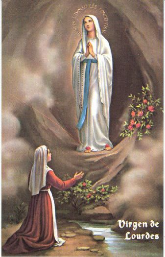 Virgen de Lourdes Mary Magdalene And Jesus, Santa Bernadette, Marian Apparition, Catholic Beliefs, Vintage Holy Cards, Religious Photos, Mother Pictures, Mama Mary, Catholic Images