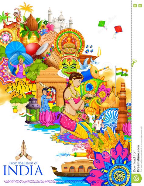 Culture Of India Illustration, Indian Art Background, Painting On Tourism In India A Growing Global Attraction, Painting On Indian Festival, Indian Pictures Image, Heritage And Culture Painting, Indian Tourism Poster Drawing, Indian Diversity Posters, Indian Diversity Illustration