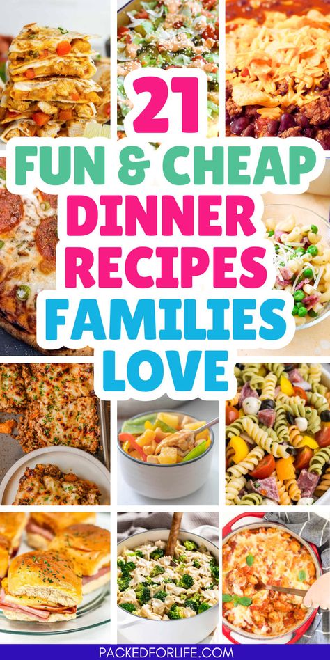 21 Fun and cheap dinner recipes families love. Cheap Family Dinners, Quick Cheap Dinners, Cheap Healthy Dinners, Kid Friendly Meals Dinner, Cheap Meal Plans, Big Family Meals, Cheap Family Meals, Budget Family Meals, Easy Cheap Dinners