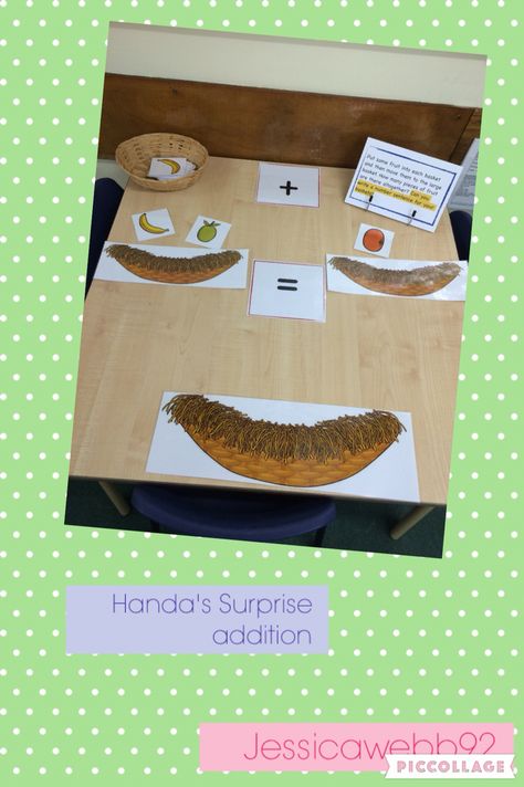 Handa's Surprise addition. EYFS Handa Suprise Activities, Handas Surprise Eyfs Literacy, Handa Surprise Eyfs, Handas Surprise Eyfs Activities, Handas Surprise Tuff Tray, Handa Surprise Activities, Addition Eyfs, Handas Surprise Activities, Handas Surprise Eyfs