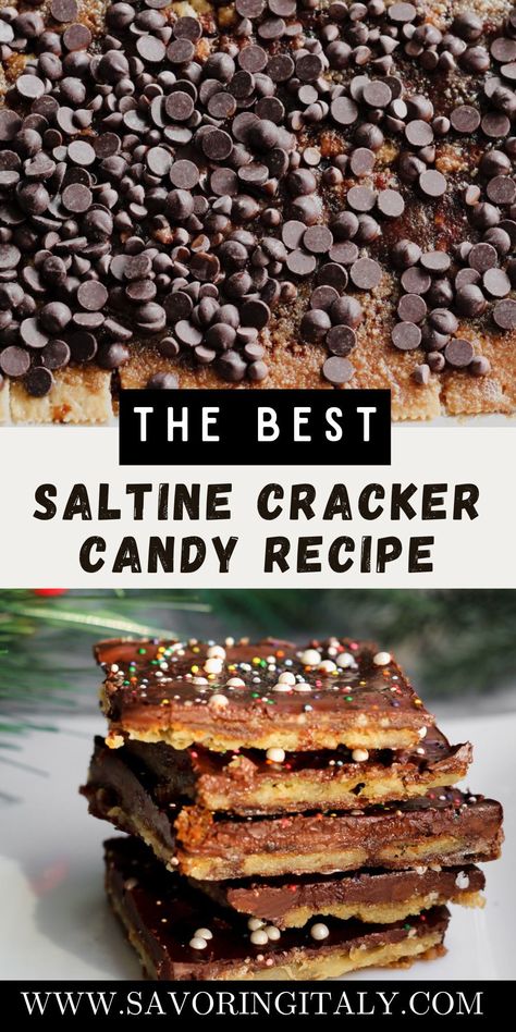 This salty-sweet treat is sure to be a hit! Our Best Saltine Cracker Candy is made with simple ingredients. The texture is delightfully crunchy, and each bite is filled with flavor. This candy is so tasty that it's sure to become a favorite of all your friends and family! Salty Sweet Christmas Snacks, Recipes With Saltines, Candy Crackers Recipe, Dessert Recipes Using Saltine Crackers, Cracker Toffee Recipe Saltine, Sweet Saltine Cracker Recipe, Saltiness Cracker Recipes, Christmas Crackle Recipe Saltine, Cracker Candy Recipe Saltine